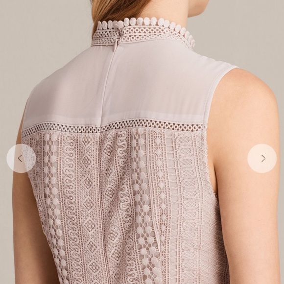 All Saints Rowy Lace Blush Pink Dress - Picture 5 of 10